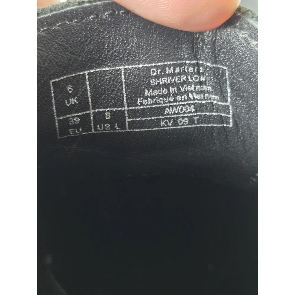 Dr. Martens Shriver Lo Shoes Womens Size 8 Black Leather Platform Lace Up Heel